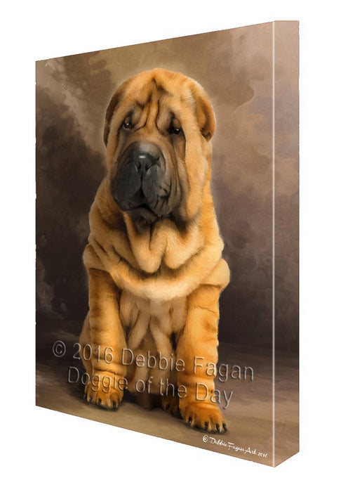 Shar Pei Puppy Dog Painting Printed on Canvas Wall Art