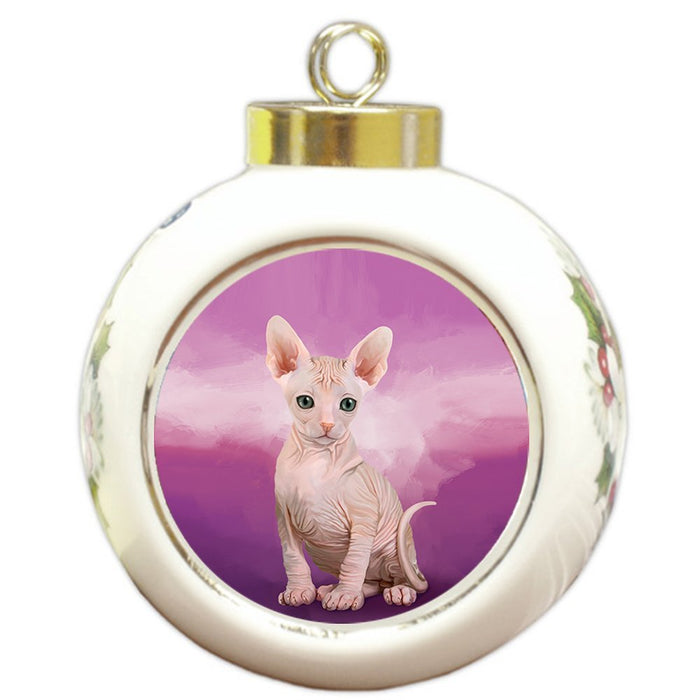 Sphynx Cat Round Ball Christmas Ornament RBPOR48131