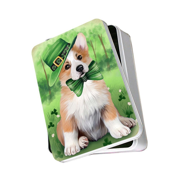 St. Patricks Day Irish Portrait Corgie Dog Photo Storage Tin PITN48791