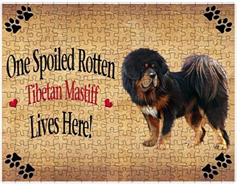 Spoiled Rotten Tibetan Mastiff Dog Puzzle with Photo Tin