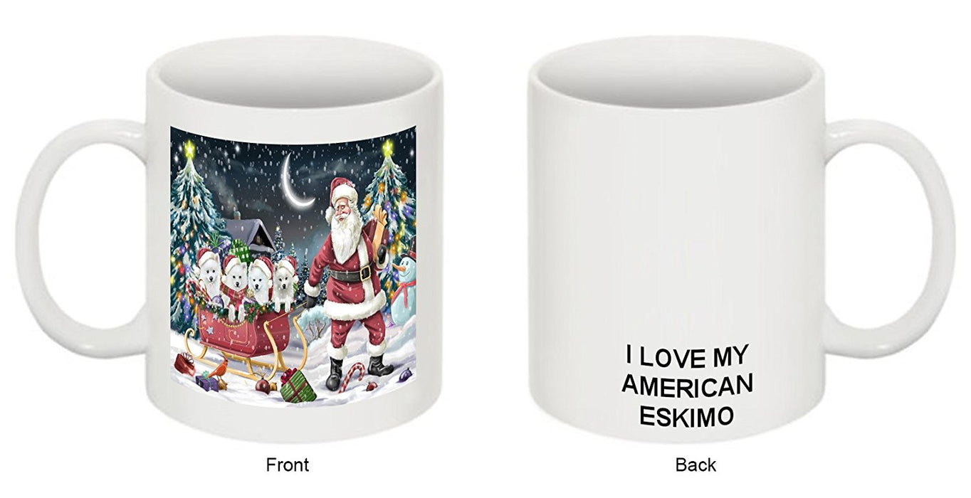 Santa Sled Dogs American Eskimo Christmas Mug CMG0506