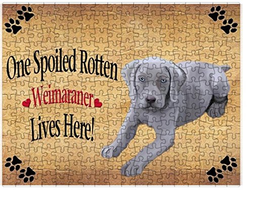 Spoiled Rotten Weimaraner Puppy Dog Puzzle with Photo Tin