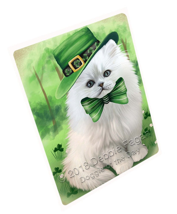 St. Patricks Day Irish Portrait Persian Cat Tempered Cutting Board C51516