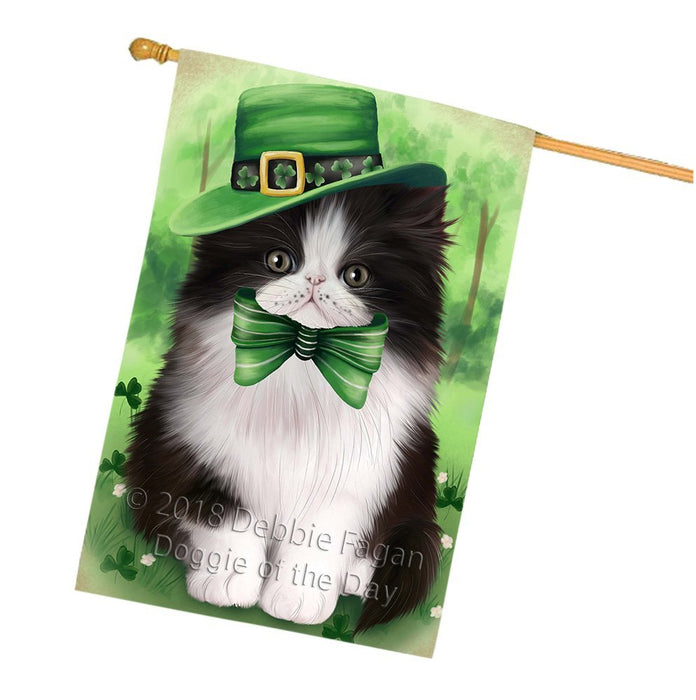 St. Patricks Day Irish Portrait Persian Cat House Flag FLG49179