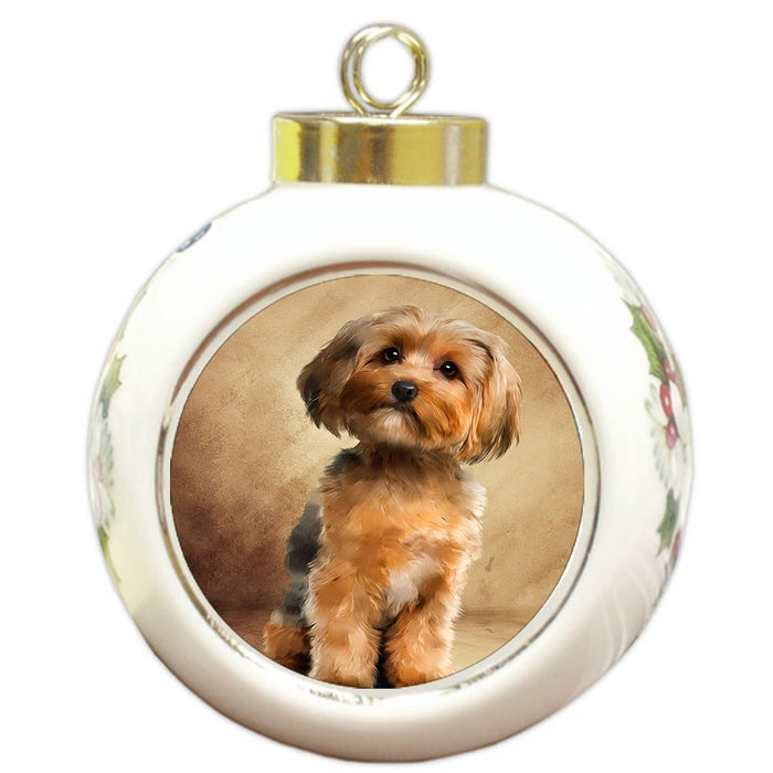 Yorkshire Terrier Dog Round Ball Christmas Ornament
