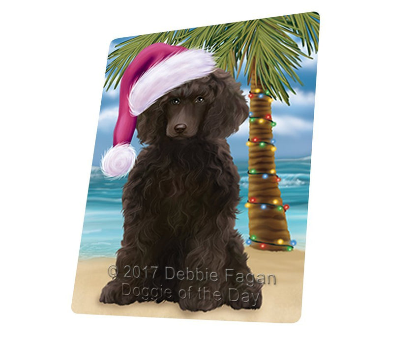 Summertime Happy Holidays Christmas Poodle Dog on Tropical Island Beach Large Refrigerator / Dishwasher Magnet D194