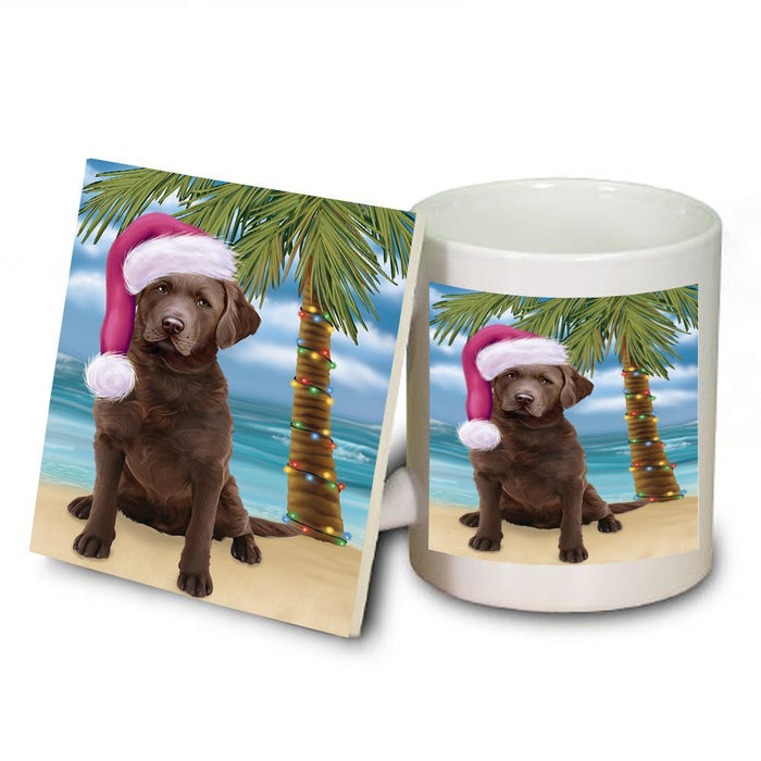 Summertime Chesapeake Bay Retriever Adult Dog on Beach Christmas Mug and Coaster Set MUC0519