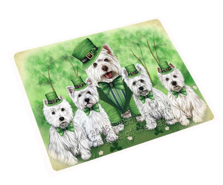 St. Patricks Day Irish Family Portrait West Highland White Terriers Dog Tempered Cutting Board C51783