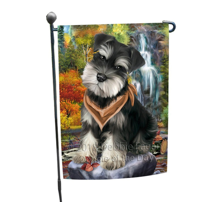 Scenic Waterfall Schnauzer Dog Garden Flag GFLG49324