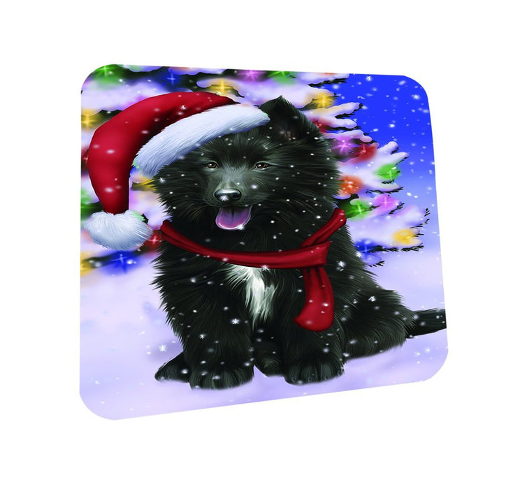 Winterland Wonderland Belgian Shepherds Dog In Christmas Holiday Scenic Background Coasters Set of 4