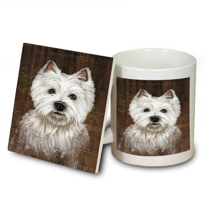 Rustic West Highland White Terrier Dog Mug and Coaster Set MUC48261