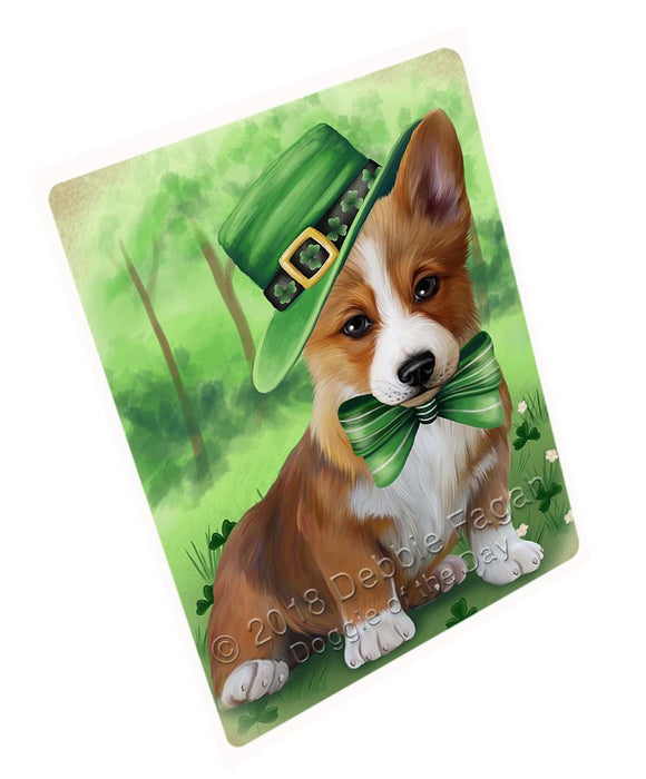 St. Patricks Day Irish Portrait Corgie Dog Tempered Cutting Board C50232