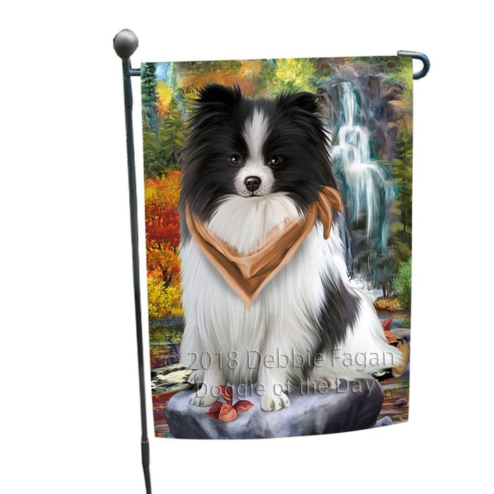 Scenic Waterfall Pomeranian Dog Garden Flag GFLG49300