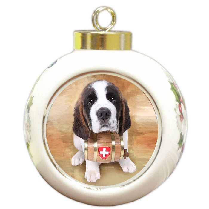 Saint Bernard Dog Round Ball Christmas Ornament