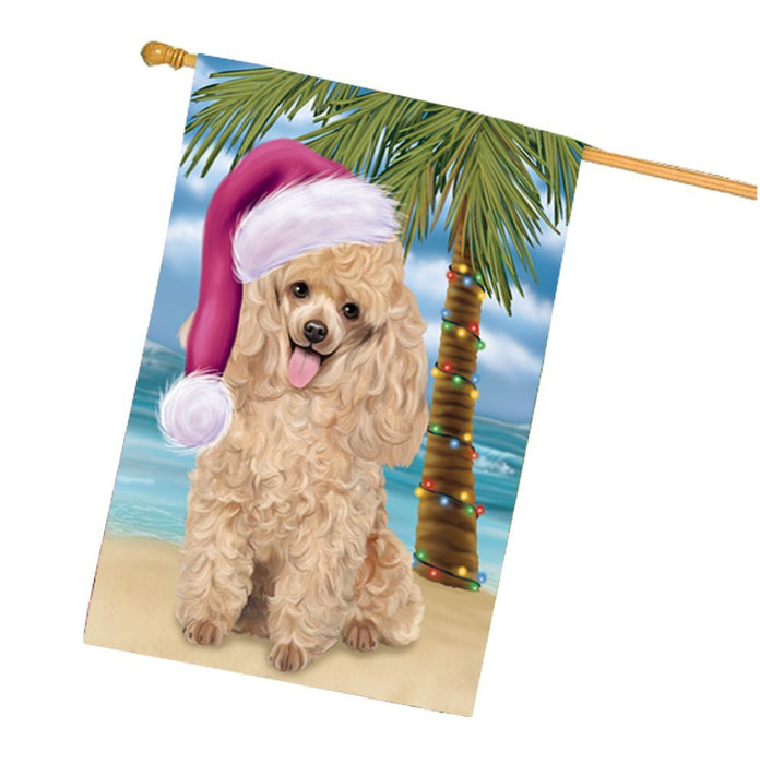 Summertime Happy Holidays Christmas Poodles Dog on Tropical Island Beach House Flag