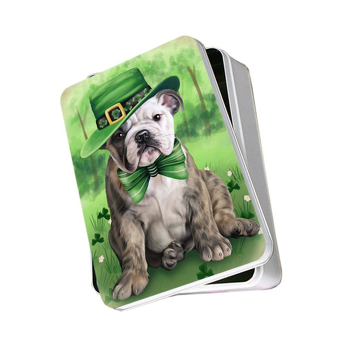 St. Patricks Day Irish Portrait Bulldog Photo Storage Tin PITN48752