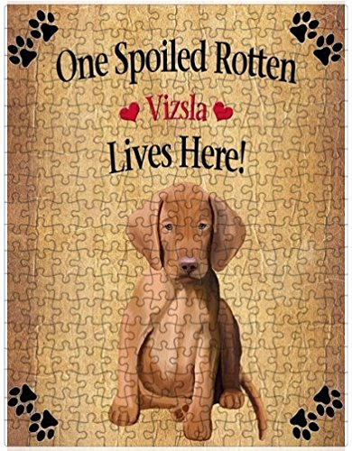 Spoiled Rotten Vizsla Puppy Dog Puzzle with Photo Tin