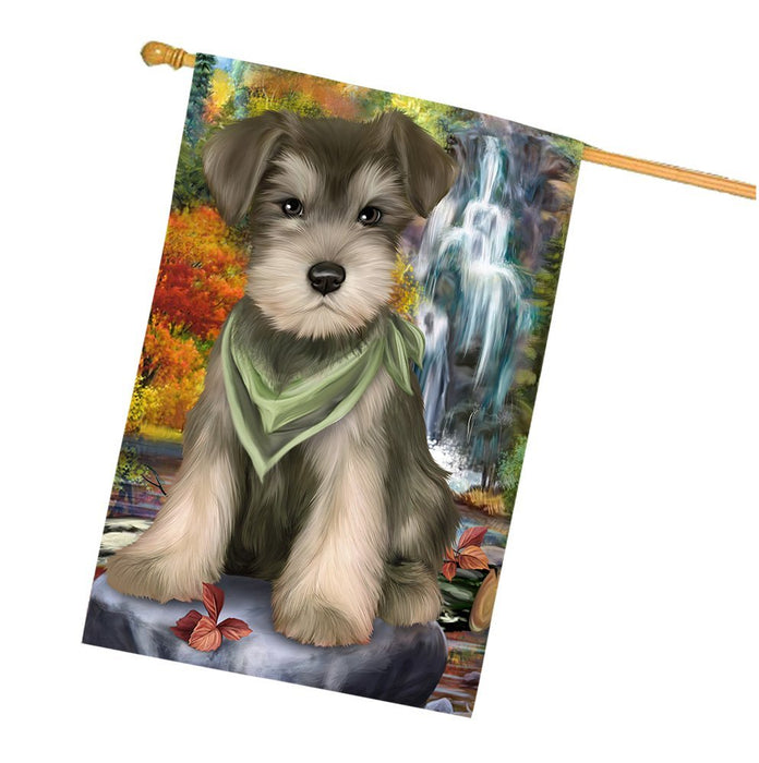 Scenic Waterfall Schnauzer Dog House Flag FLGA49463