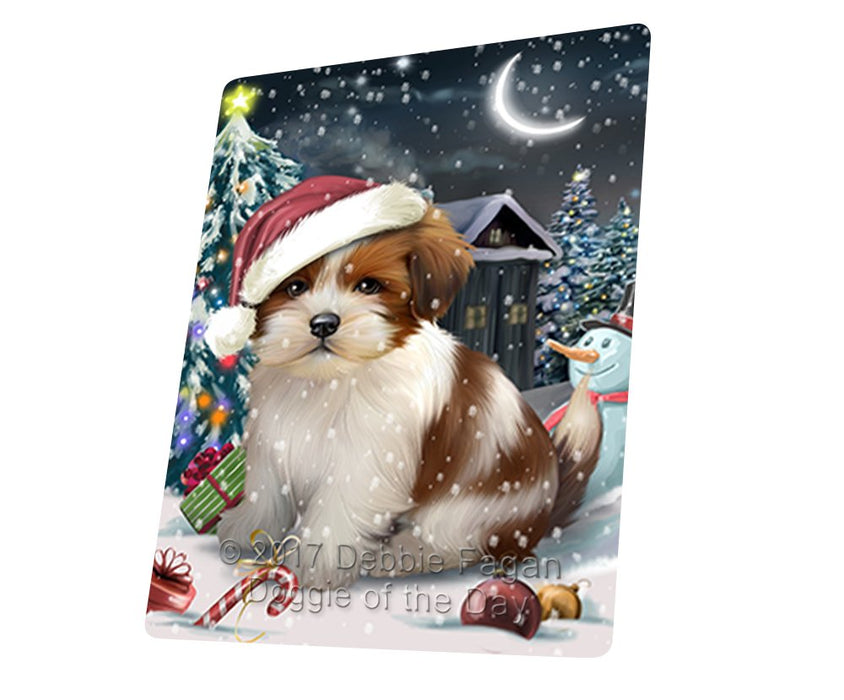Have A Holly Jolly Christmas Lhasa Apso Dog In Holiday Background Magnet Mini (3.5" x 2") D185