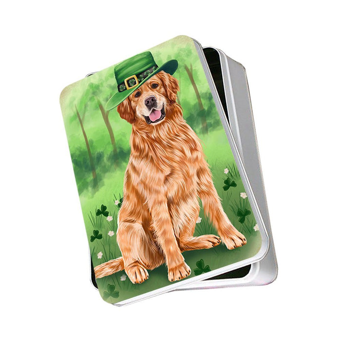 St. Patricks Day Irish Portrait Golden Retriever Dog Photo Storage Tin PITN48806