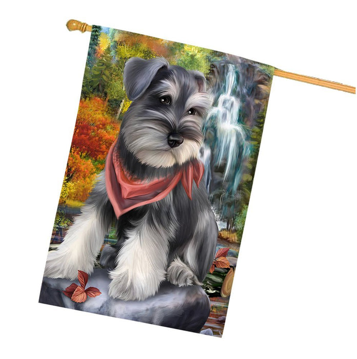 Scenic Waterfall Schnauzer Dog House Flag FLGA49461