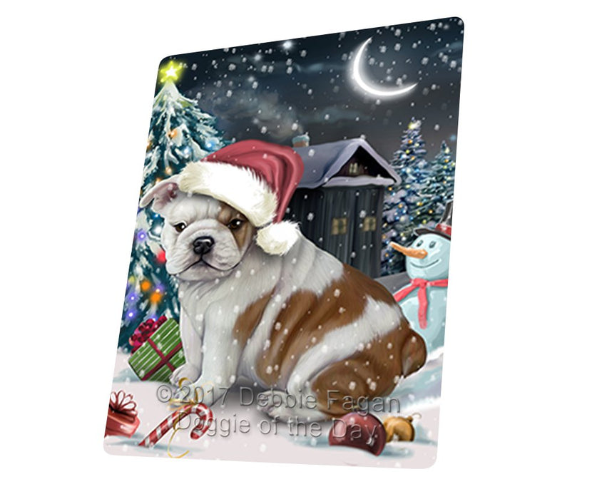 Have A Holly Jolly Christmas Bulldog Dog In Holiday Background Magnet Mini (3.5" x 2") D075