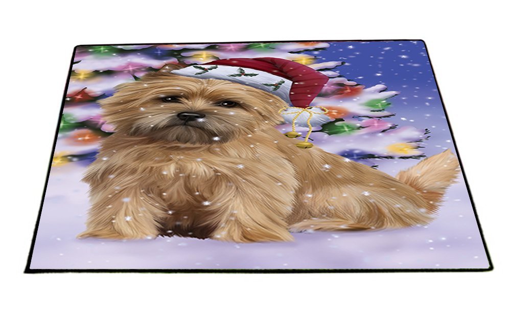 Winterland Wonderland Cairn Terrier Dog In Christmas Holiday Scenic Background Indoor/Outdoor Floormat