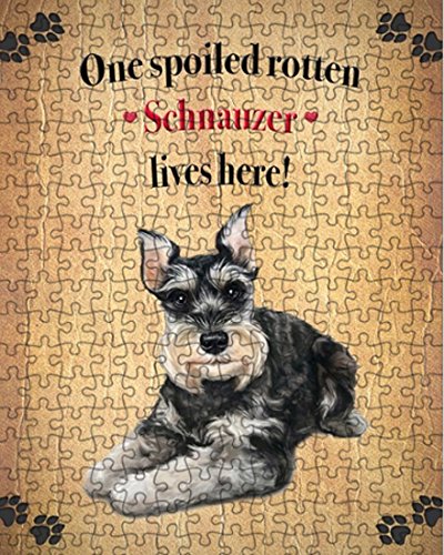 Schnauzer Spoiled Rotten Dog Puzzle with Photo Tin