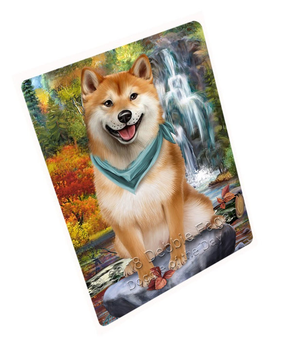 Scenic Waterfall Shiba Inu Dog Tempered Cutting Board C52401