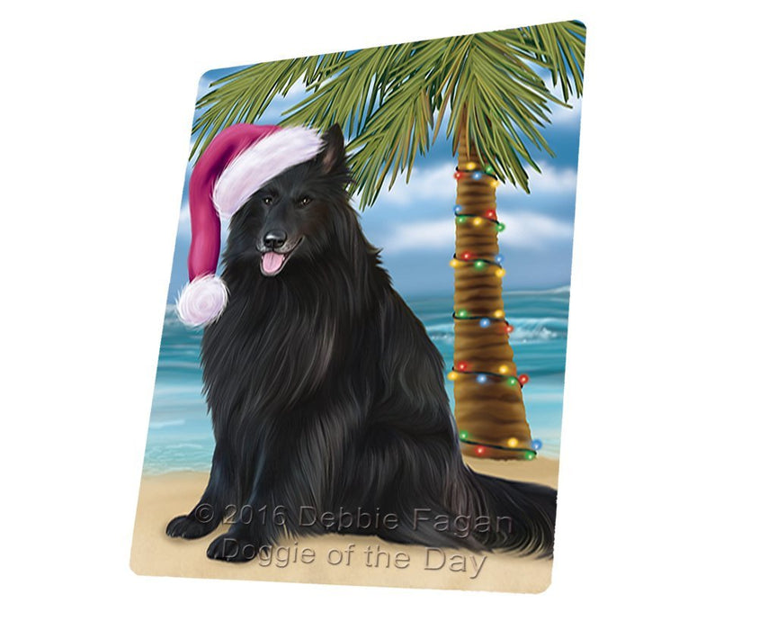 Summertime Happy Holidays Christmas Belgian Shepherds Dog on Tropical Island Beach Large Refrigerator / Dishwasher Magnet