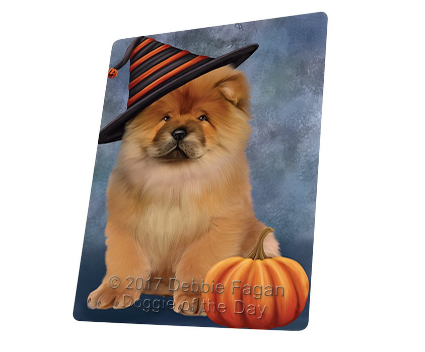 Happy Halloween Chow Chow Dog Wearing Witch Hat With Pumpkin Magnet Mini (3.5" x 2")