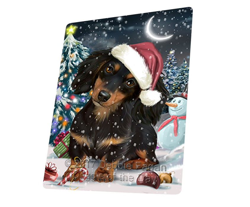 Have A Holly Jolly Christmas Dachshund Dog In Holiday Background Magnet Mini (3.5" x 2") D085