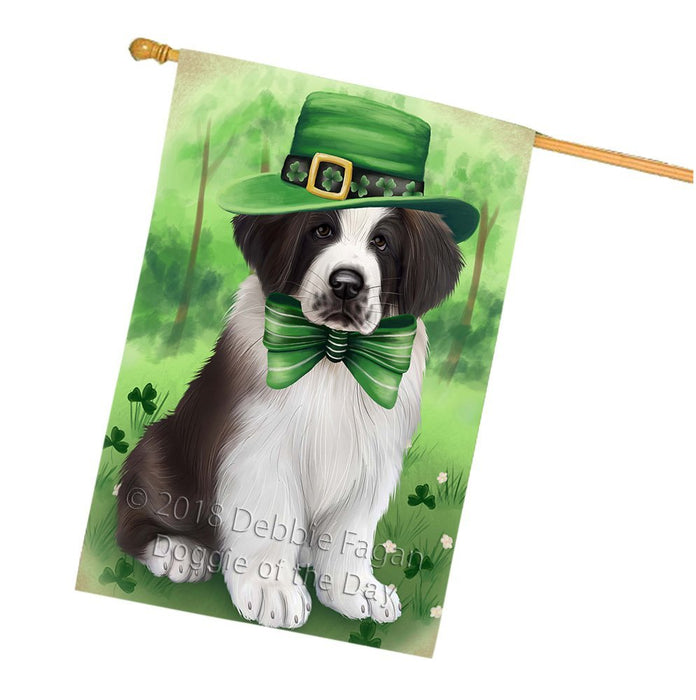 St. Patricks Day Irish Portrait Saint Bernard Dog House Flag FLG49216