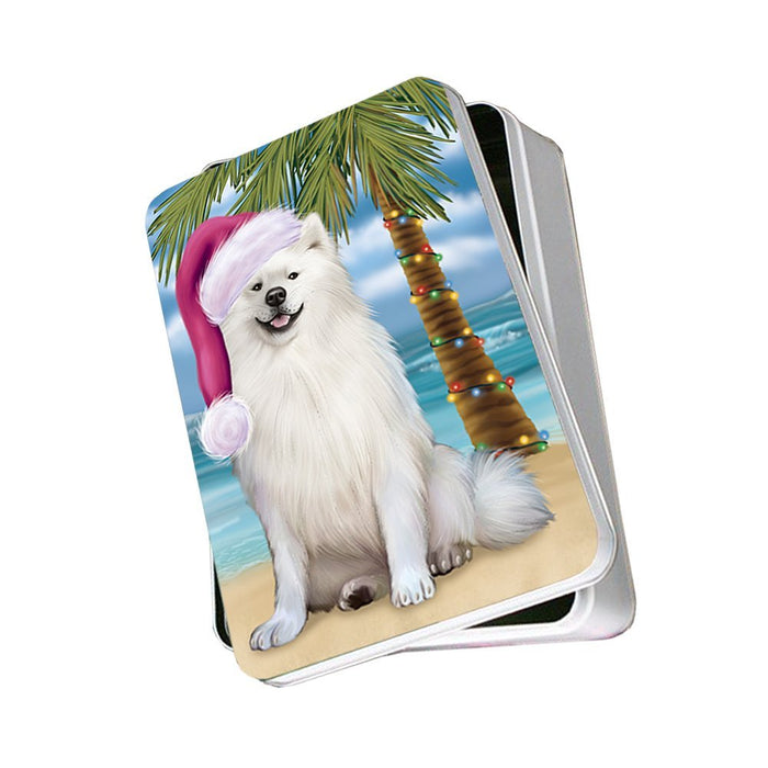 Summertime American Eskimo Adult Dog on Beach Christmas Photo Storage Tin PTIN0533