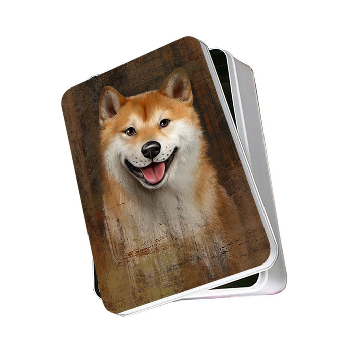 Rustic Shiba Inu Dog Photo Storage Tin PITN48239