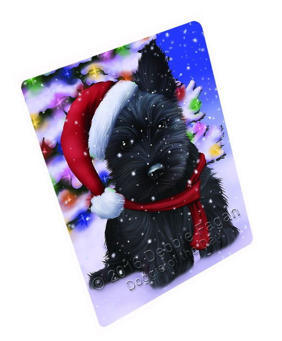 Winterland Wonderland Scottish Terrier Dog In Christmas Holiday Scenic Background Tempered Cutting Board