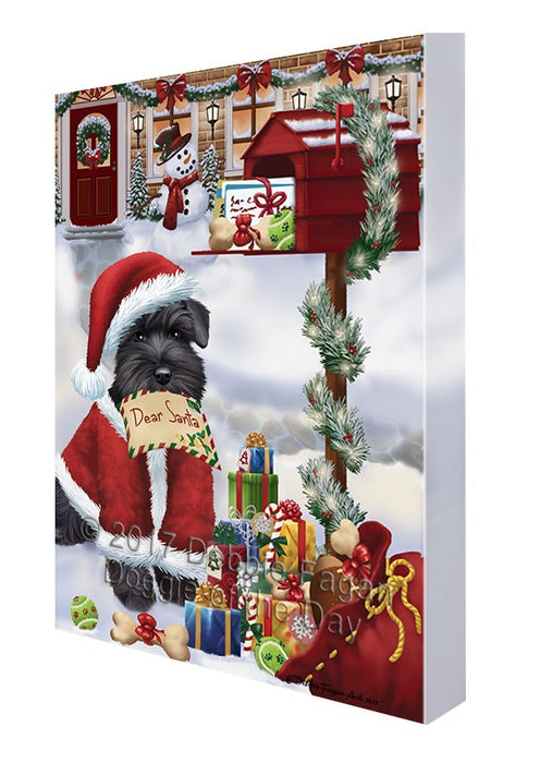 Schnauzers Dear Santa Letter Christmas Holiday Mailbox Dog Canvas Wall Art