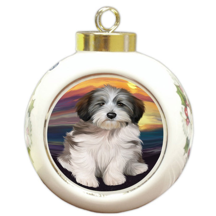 Tibetan Terrier Dog Round Ball Christmas Ornament RBPOR48530