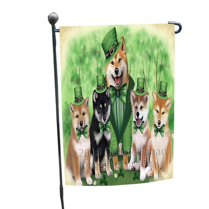 St. Patricks Day Irish Family Portrait Shiba Inus Dog Garden Flag GFLG49184