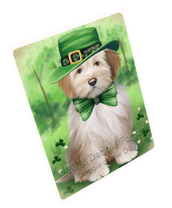 St. Patricks Day Irish Portrait Tibetan Terrier Dog Tempered Cutting Board C51747