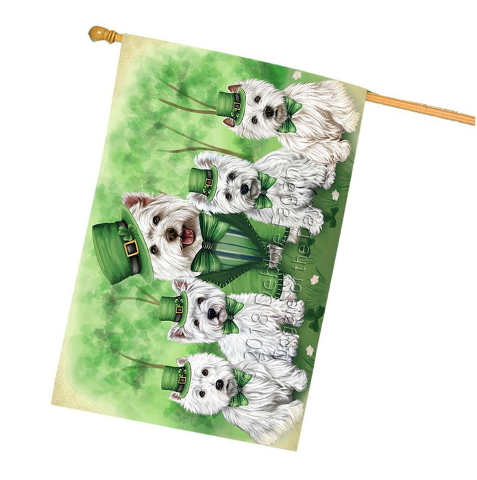 St. Patricks Day Irish Family Portrait West Highland White Terriers Dog House Flag FLG49270