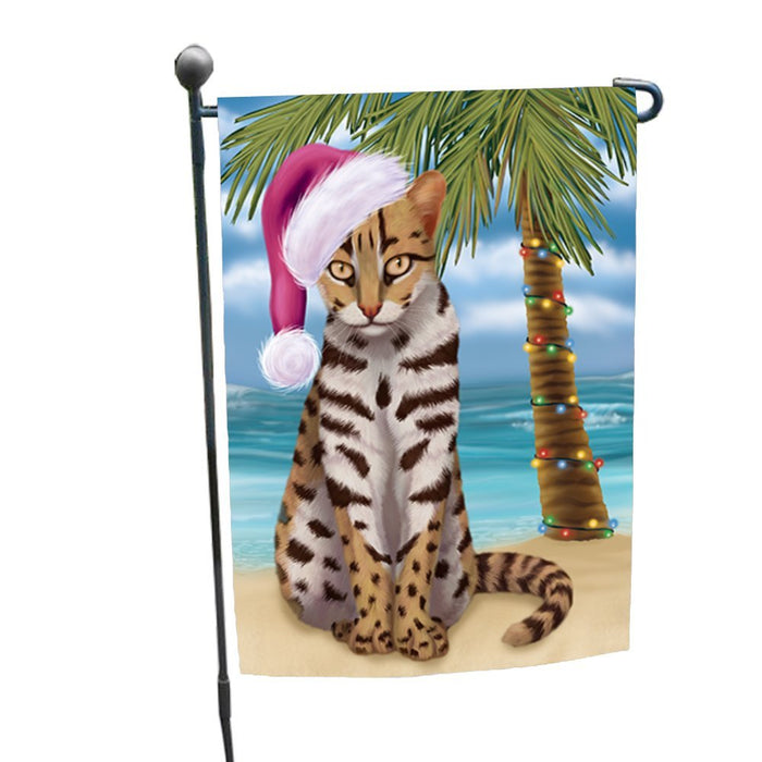 Summertime Christmas Happy Holidays Asian Leopard Cat on Beach Garden Flag FLG304