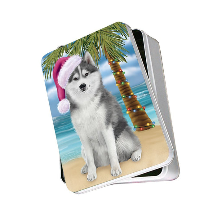 Summertime Husky Dog on Beach Christmas Photo Storage Tin PTIN0648
