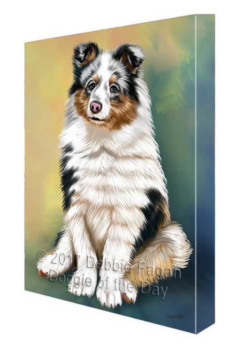 Shetland Sheeps Puppy Dog Painting Printed on Canvas Wall Art Signed