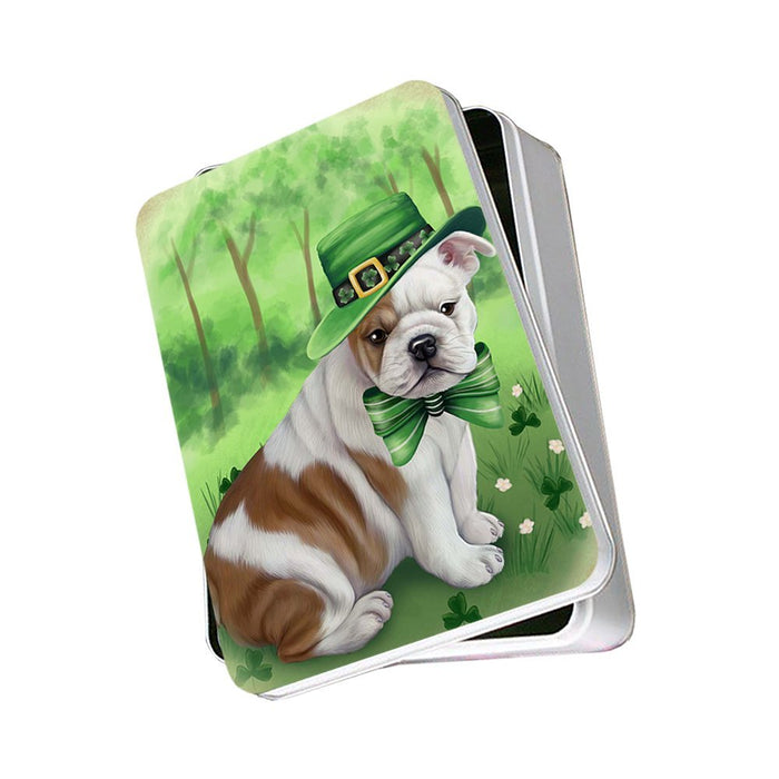 St. Patricks Day Irish Portrait Bulldog Photo Storage Tin PITN48754