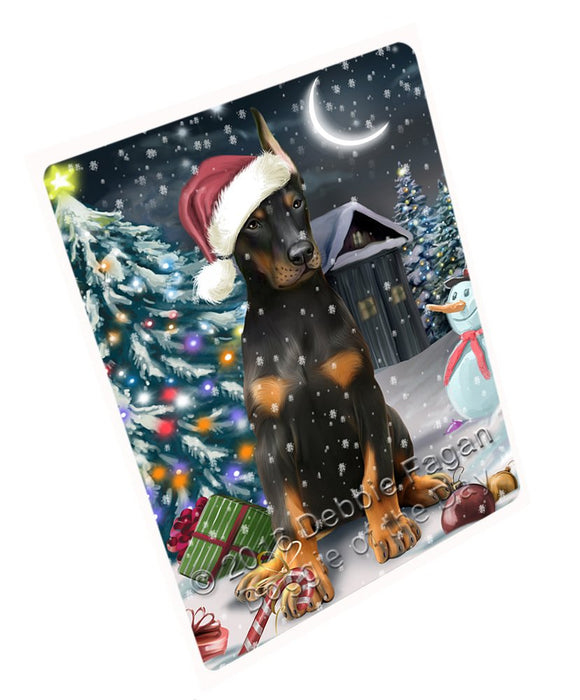 Have A Holly Jolly Christmas Doberman Pinscher Dog In Holiday Background Magnet Mini (3.5" x 2") D031