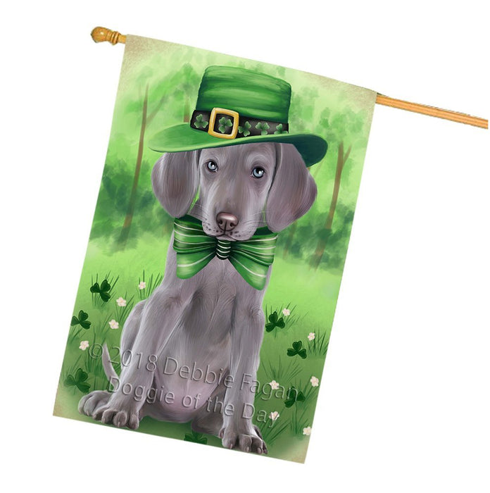 St. Patricks Day Irish Portrait Weimaraner Dog House Flag FLG49268