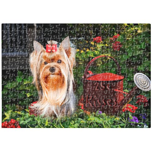 Yorkshire Terrier Dog 25 Cent Kisses 500 Pc. Puzzle with Photo Tin