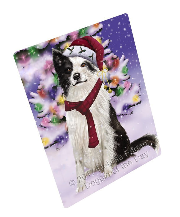 Winterland Wonderland Border Collies Adult Dog In Christmas Holiday Scenic Background Tempered Cutting Board