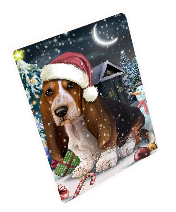 Have A Holly Jolly Christmas Basset Hound Dog In Holiday Background Magnet Mini (3.5" x 2") D135